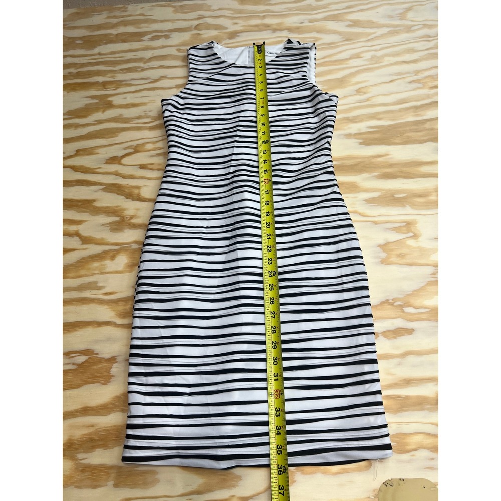 Calvin Klein Womens Black White Striped Sleeveless Sheath Dress Size 4 - Picture 6 of 6